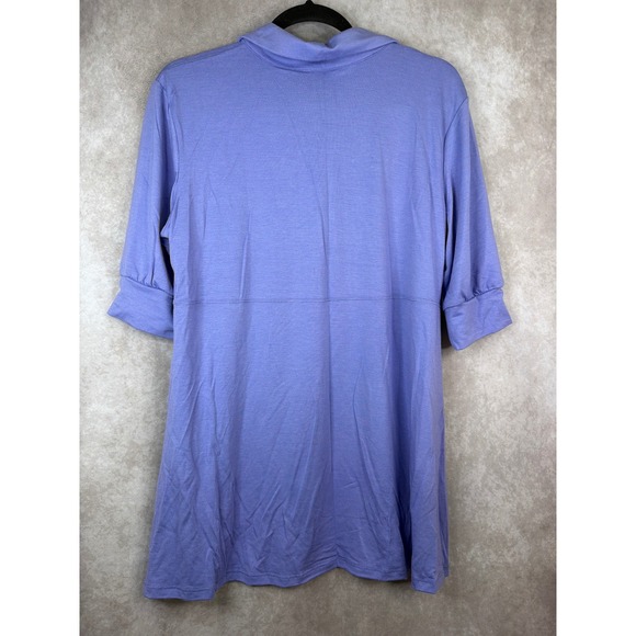 NWT Suzanne Somers Womens Purple‎ Collared 3/4 Sleeve Babydoll Tunic Sz Large - Picture 4 of 5